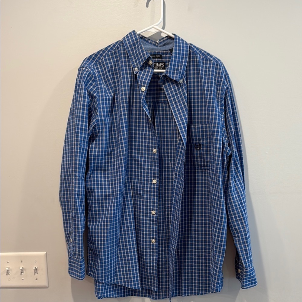 Chaps Blue Casual Button Down Shirt